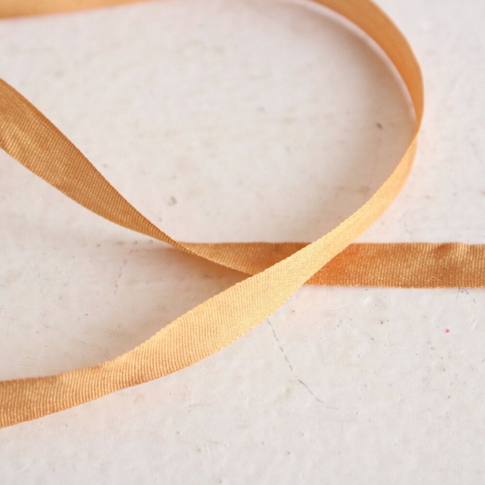 Silk Ribbon Trim in Gold, 7mm Wide,  1/4", 5 yard - Picture 10 of 10